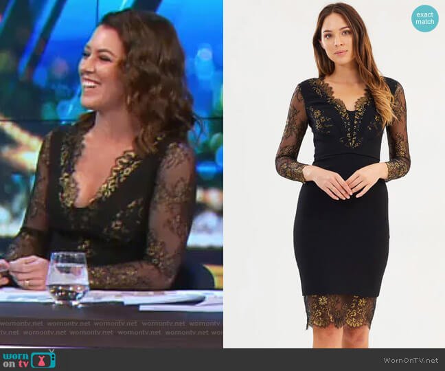 Karen Millen Lace Panel Pencil Dress worn by Gorgi Coghlan on The Project