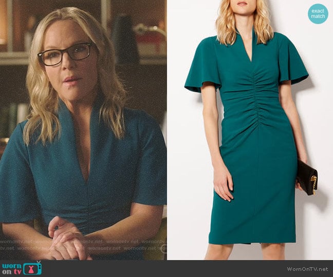 Karen Millen V-Neck Pencil Dress worn by Linda Martin (Rachael Harris) on Lucifer