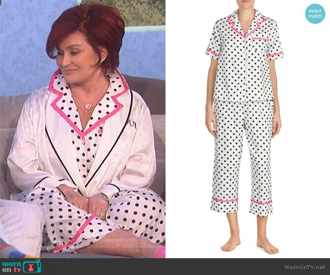 Kate Spade Cropped Sateen Pajamas worn by Sharon Osbourne on The Talk