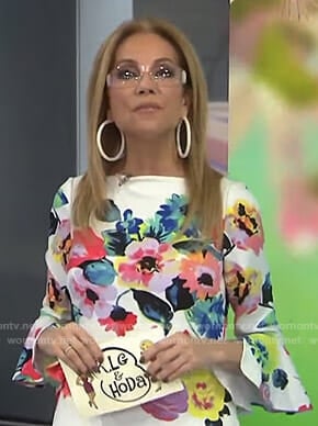 Kathie’s white floral bell sleeve dress on Today
