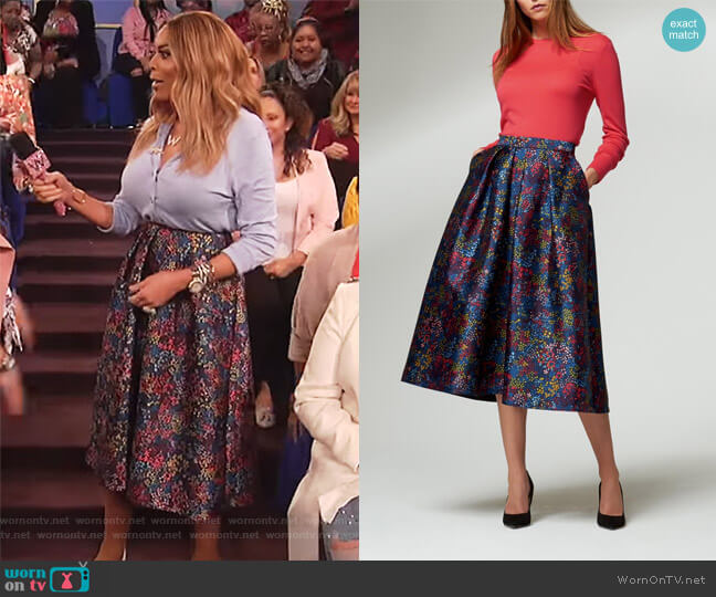 L.K. Bennett Floral Print Skirt worn by Wendy Williams on The Wendy Williams Show