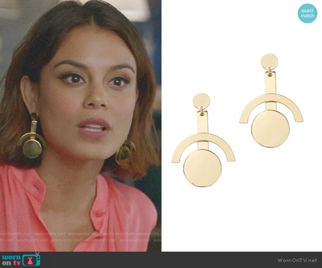 Lele Sadoughi Telescope Earrings worn by Cristal Flores (Nathalie Kelley) on Dynasty