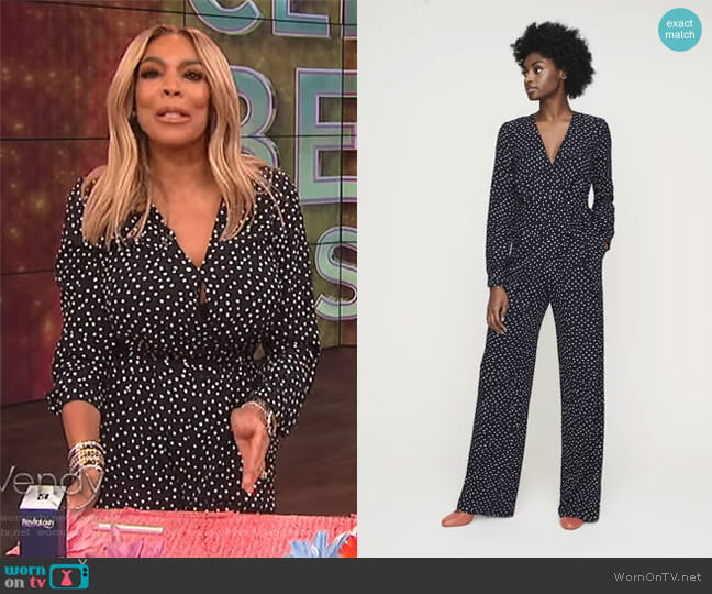Long Tall Sally Spot Wide Leg Jumpsuit worn by Wendy Williams on The Wendy Williams Show