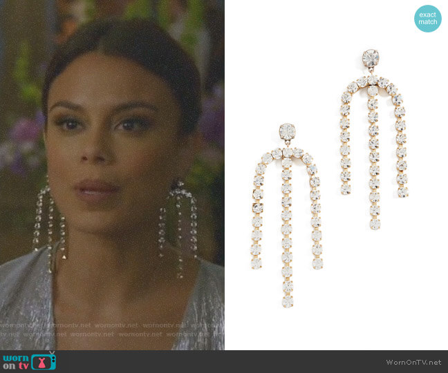 Lulu Frost Statement Crystal Earrings worn by Cristal Flores (Nathalie Kelley) on Dynasty