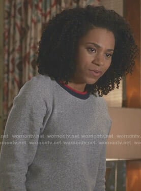 Maggie’s grey striped sweatshirt on Grey’s Anatomy