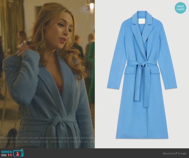 Maje Geode Long Coat worn by Fallon Carrington (Elizabeth Gillies) on Dynasty