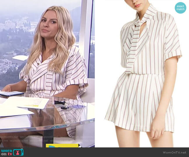 Maje Imaly Stripe Romper worn by Morgan Stewart on E! News
