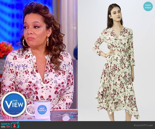 Maje Printed Crepe Asymmetric Dress worn by Sunny Hostin on The View