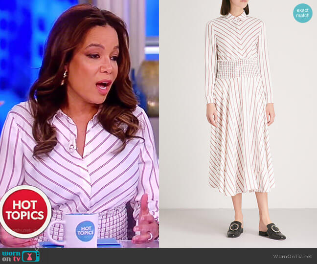 Maje Smocked waist midi dress worn by Sunny Hostin on The View