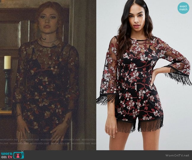 Missguided Premium Embroidered Romper worn by Clary Fray (Katherine McNamara) on Shadowhunters