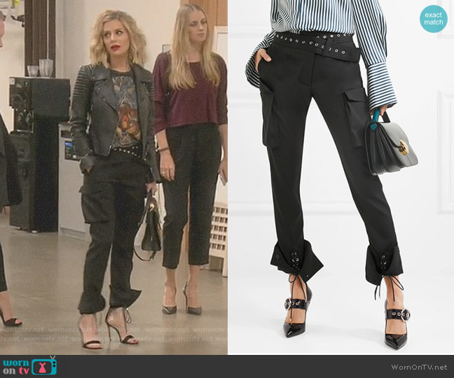 Monse Eyelet-Embellished Skinny Pants worn by Dorit Kemsley on The Real Housewives of Beverly Hills