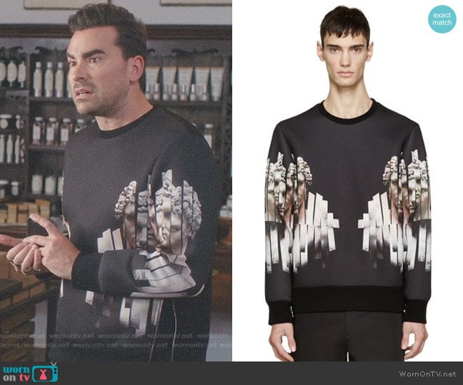Neil Barrett Neoprene Sliced Hercules Sweatshirt worn by David Rose (Daniel Levy) on Schitts Creek