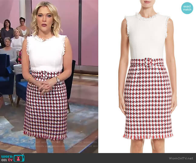Oscar De La Renta Bicolor Houndstooth Tweed Dress worn by Megyn Kelly on Today
