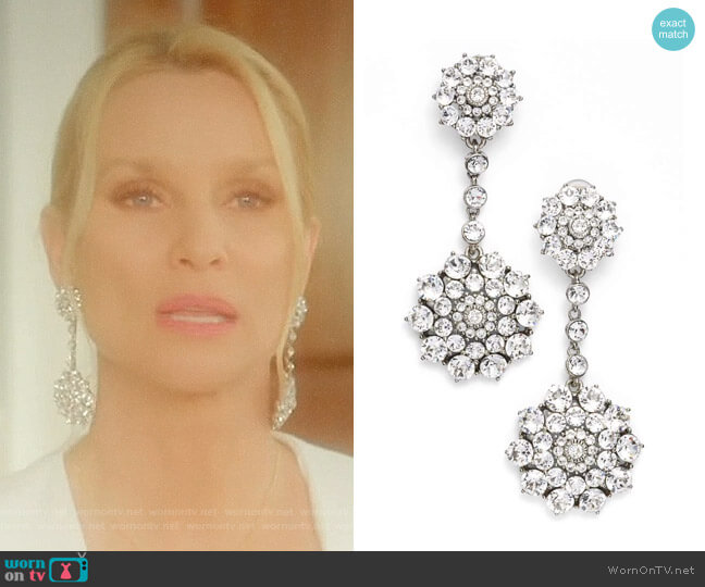 Oscar de la Renta Classic Jeweled Swarovski Crystal Drop Earrings worn by Alexis Carrington (Elaine Hendrix) on Dynasty