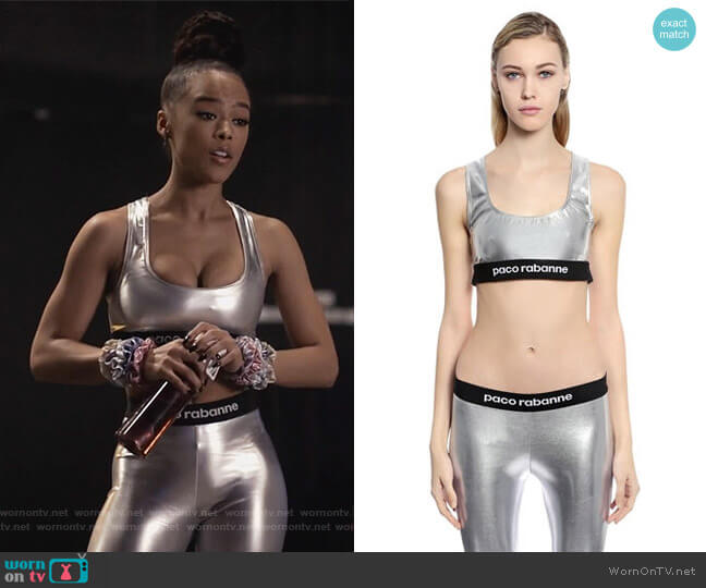Paco Rabanne Logo Metallic Bra Top worn by Tiana Brown (Serayah McNeill) on Empire