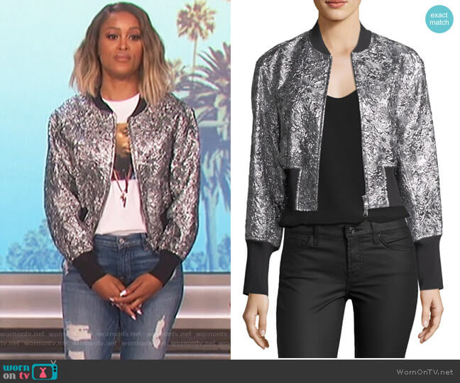 Phillip Lim 3.1 Metallic Floral Burnout Bomber Jacket worn by Eve on The Talk