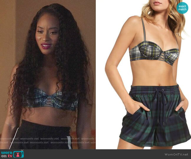 Fenty Puma by Rihanna Plaid Bra worn by Tangey Turner (Pepi Sonuga) on Famous in Love