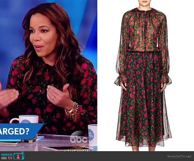 Raquel Diniz Kate Floral Silk Midi-Dress worn by Sunny Hostin on The View