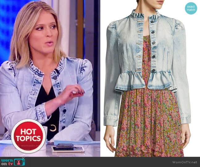 Rebecca Taylor Denim Peplum Jacket worn by Sara Haines on The View