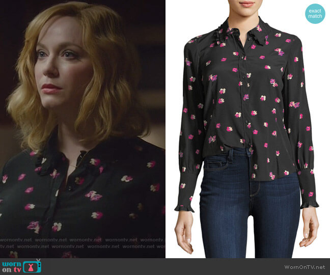 Rebecca Taylor Floriana Silk Ruffle Blouse worn by Beth Boland (Christina Hendricks) on Good Girls
