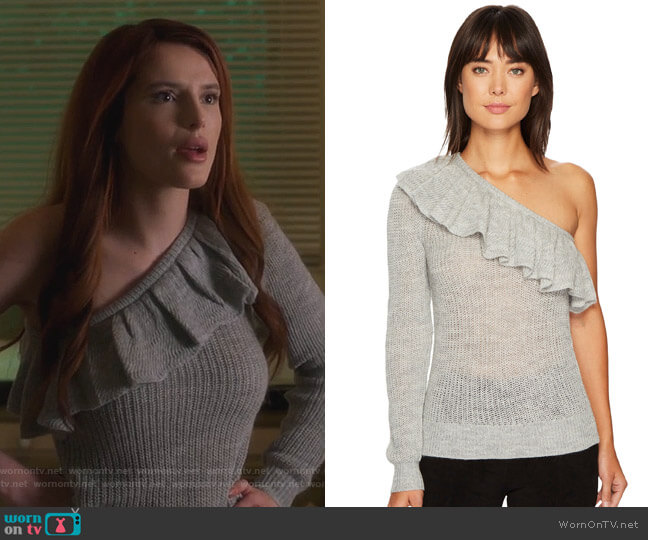 Rebecca Taylor One Shoulder Ruffle Alpaca Pullover worn by Paige Townsen (Bella Thorne) on Famous in Love