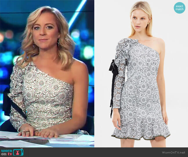 Rebecca Vallance Sofia One Shoulder Dress worn by Carrie Bickmore on The Project