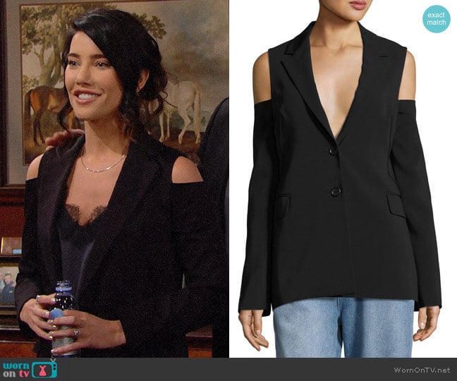 Robert Rodriguez Cold-Shoulder Two-Button Blazer worn by Steffy Forrester (Jacqueline MacInnes Wood) on The Bold and the Beautiful