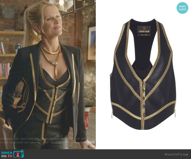 Roberto Cavalli Cropped Vest worn by Alexis Carrington (Elaine Hendrix) on Dynasty