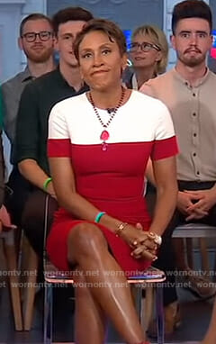 Robin’s red and white colorblock dress on Good Morning America