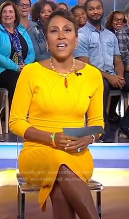 Robin’s yellow knit dress on Good Morning America