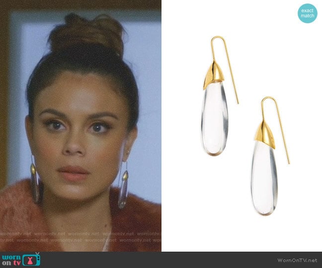 Lizzie Fortunato Rock of Ages Drop Earrings worn by Cristal Flores (Nathalie Kelley) on Dynasty