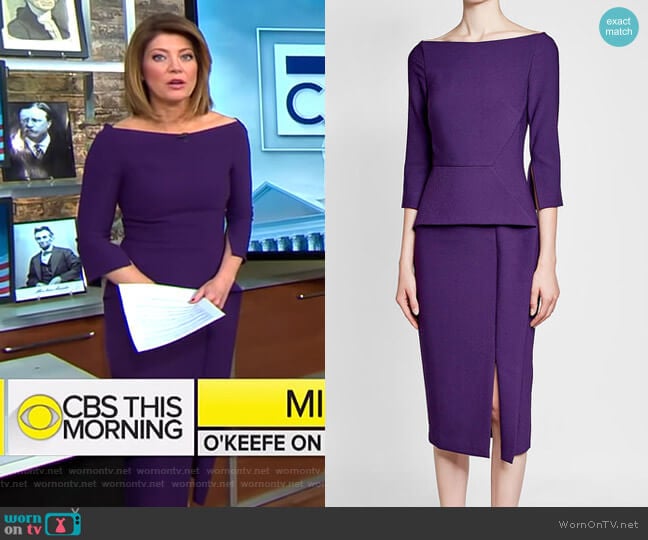 Roland Mouret Ardingly Dress worn by Norah O'Donnell on CBS Mornings