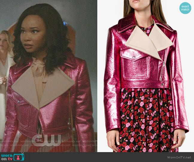 Sies Marjan Metallic cropped Lurex Biker Jacket worn by Monica Colby (Wakeema Hollis) on Dynasty