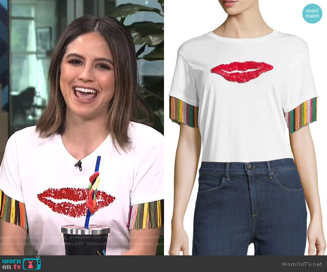 Sachin & Babi Tassel-Sleeve Lips Tee worn by Erin Lim on E! News