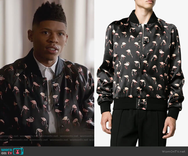 Saint Laurent Flamingo Print Bomber Jacket worn by Hakeem Lyon (Bryshere Y. Gray) on Empire