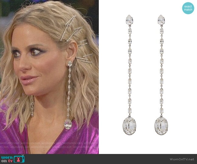 Saint Laurent Smoking Crystal Chain Earrings worn by Dorit Kemsley on The Real Housewives of Beverly Hills