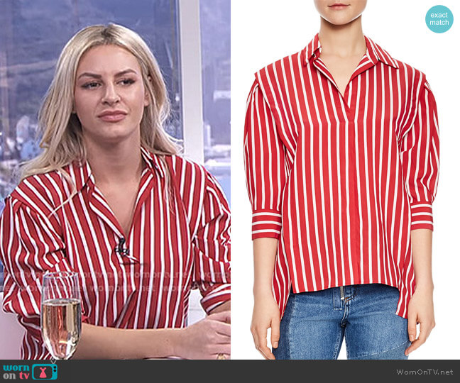 Sandro Cherie Striped Puff-Sleeve Top worn by Morgan Stewart on E! News