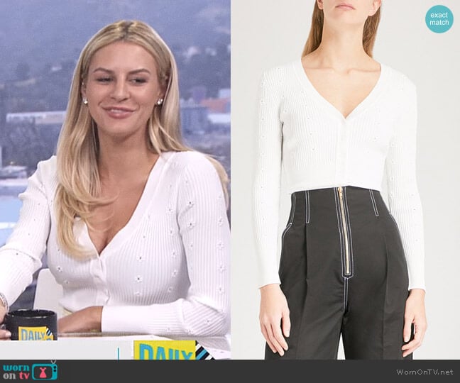 Sandro Floral-Detail Knitted Cardigan worn by Morgan Stewart on E! News