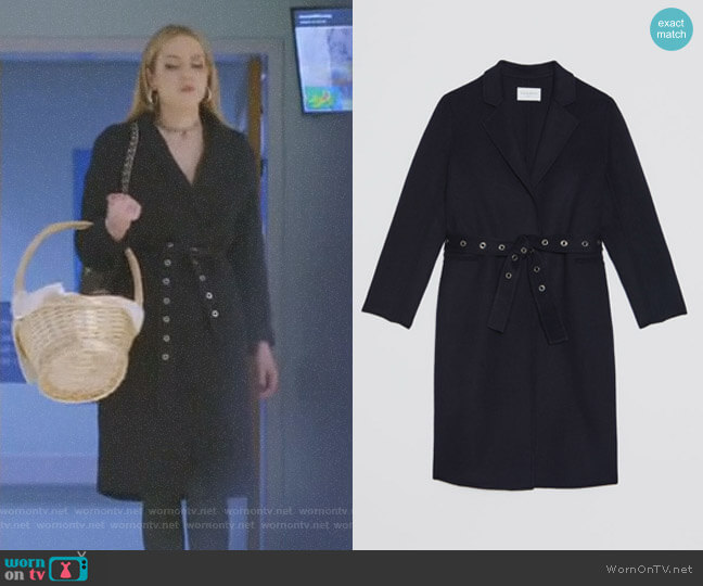 Sandro Miki Coat worn by Fallon Carrington (Elizabeth Gillies) on Dynasty
