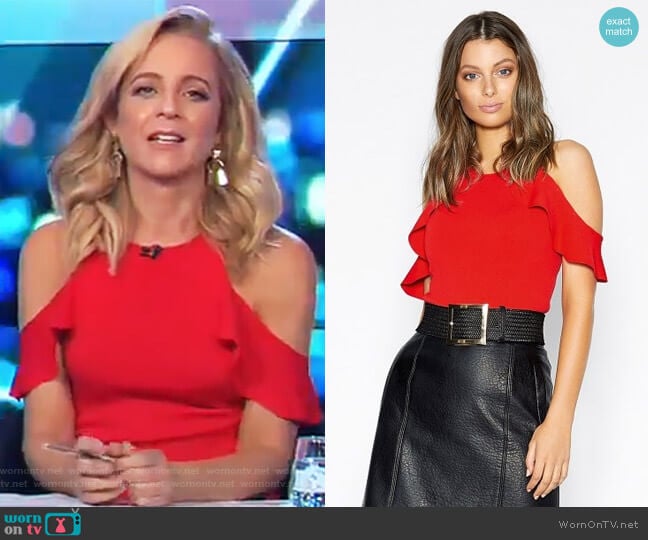 Sheike Revenge Knit Top worn by Carrie Bickmore on The Project