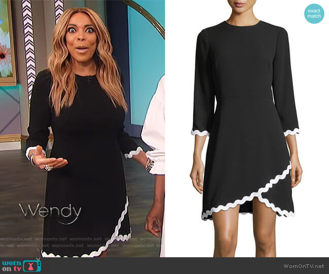 Shoshanna Sutter 3/4 Sleeves Faux-Wrap Scalloped Dress worn by Wendy Williams on The Wendy Williams Show