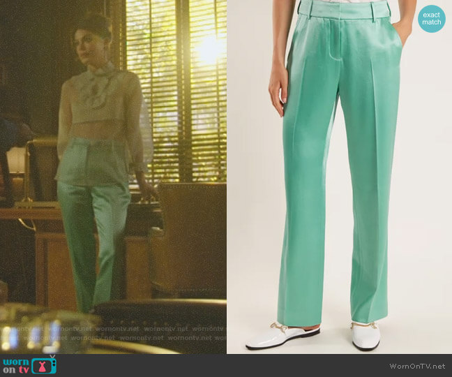 Sies Marjan Tatum Satin Trousers worn by Cristal Flores (Nathalie Kelley) on Dynasty