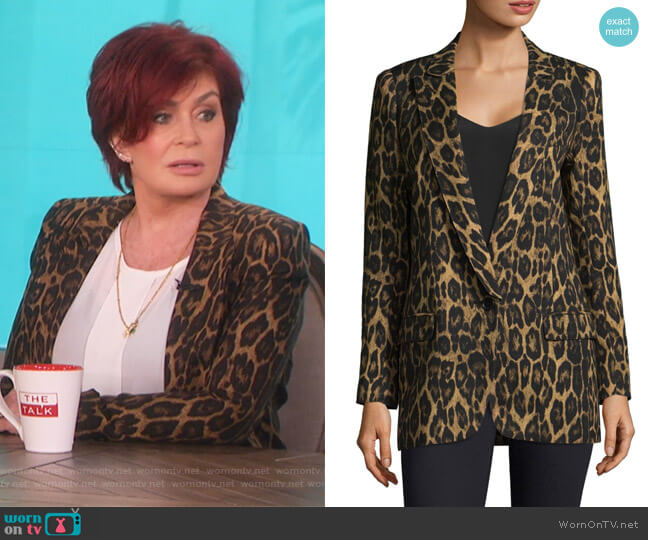 Smythe Leopard Print Notch Lapel Blazer worn by Sharon Osbourne on The Talk
