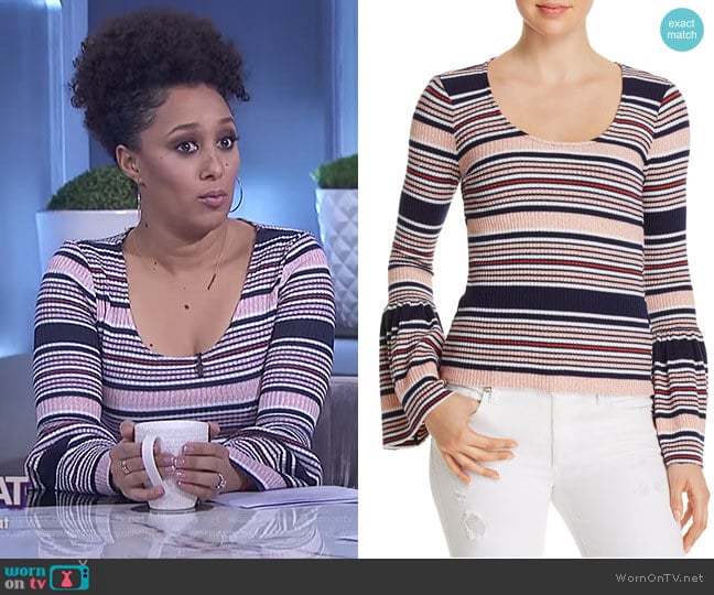 Splendid Striped Bell Sleeve Top worn by Tamera Mowry on The Real