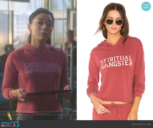 Spiritual Gangster Varsity Crop Hoodie worn by Ella Lopez (Aimee Garcia) on Lucifer