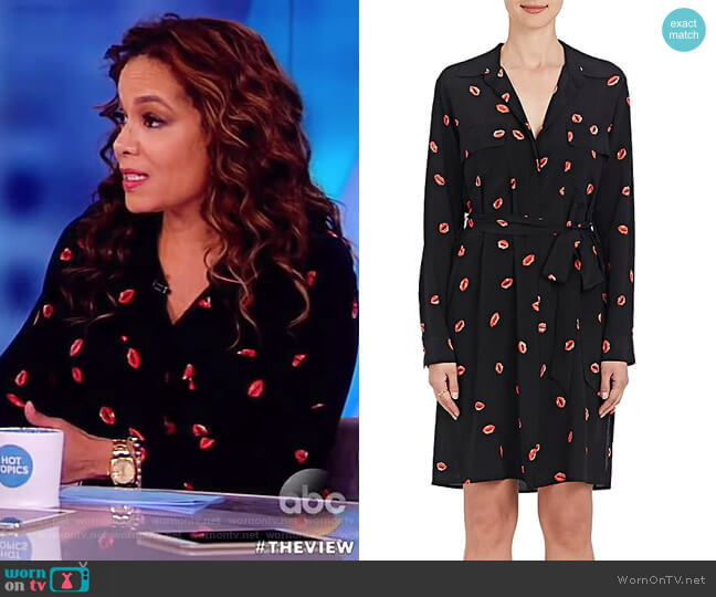 LAgence Stephania Lip-Print Silk Shirtdress worn by Sunny Hostin on The View