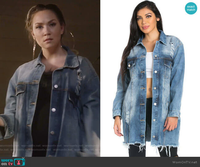 Soho Girl Stone Washed Oversized Distressed Denim Jacket worn by Star Davis (Jude Demorest) on Star