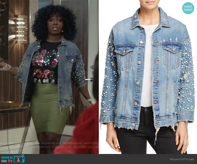 Sunset & Spring Embellished Denim Jacket worn by Porsha Taylor (Ta'Rhonda Jones) on Empire