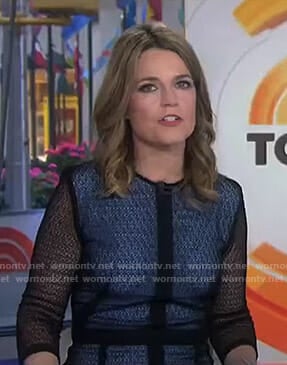 Savannah’s black patterned mesh midi dress on Today