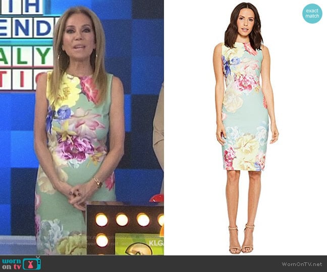 Tahari ASL Scuba Crepe Floral Sheath Dress worn by Kathie Lee Gifford on Today